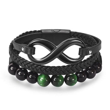 Men's Stainless & Leather Multi-layer ETERNAL STRENGTH Infinity Bracelet